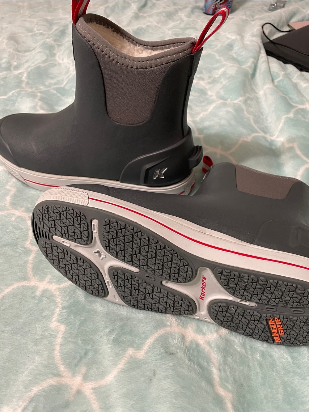 Kamik Women's Gray Waterproof Winter Boots with Red Trim